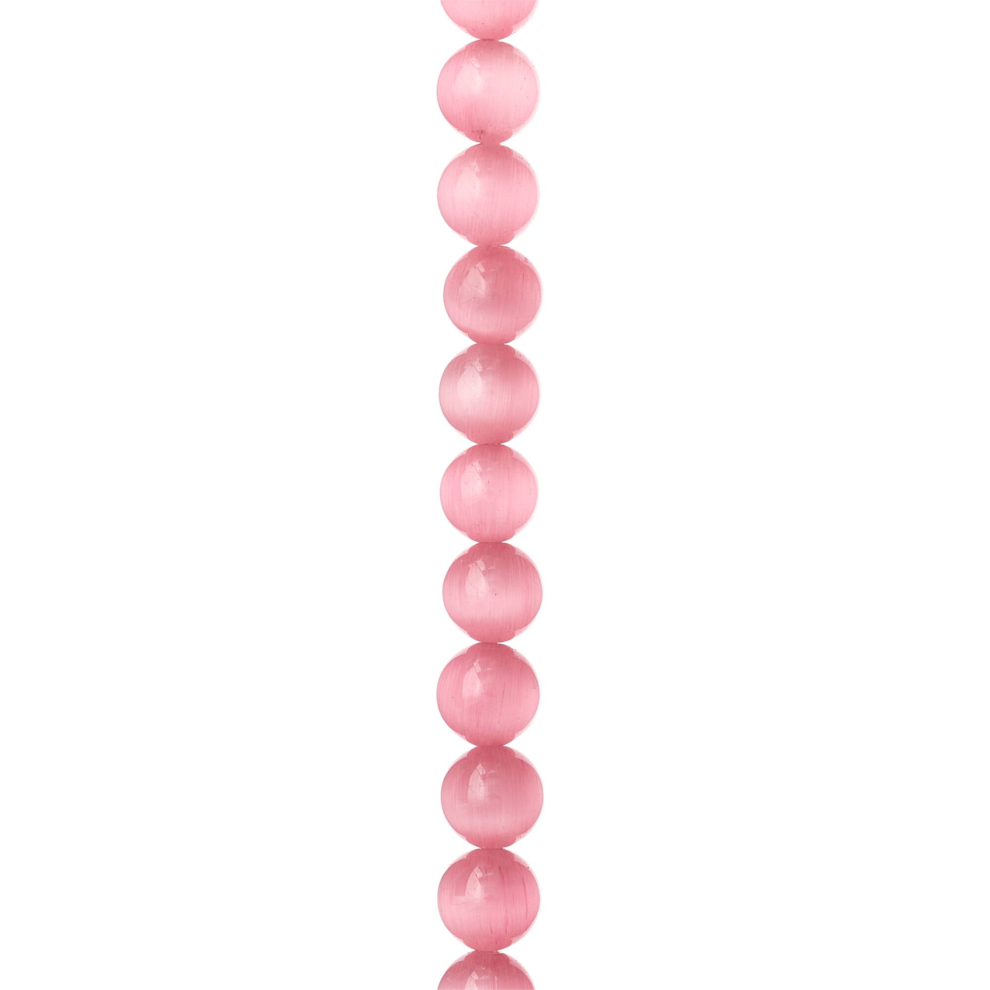 Pink Cat's Eye Glass Round Beads, 10mm by Bead Landing™